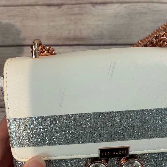 Ted Baker Nemie Rowing Glitter Stripe Leather White / Silver - Picture 9 of 12